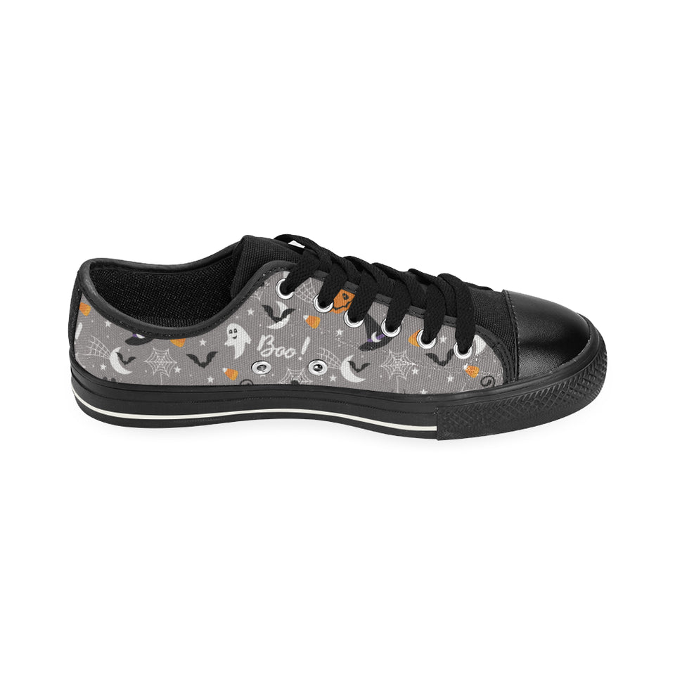 Halloween design pattern Men's Low Top Canvas Shoes Black