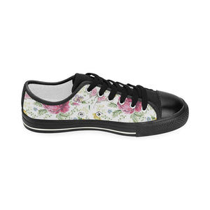 Hand drawn butterfly rose Kids' Boys' Girls' Low Top Canvas Shoes Black