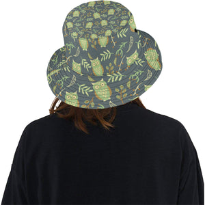 Cute owls leaves pattern Unisex Bucket Hat