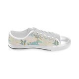 Bonsai bamboo stork japanese pattern cream theme Men's Low Top Shoes White