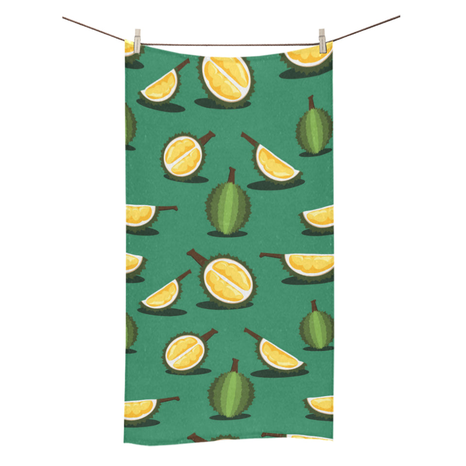 Durian pattern green background Bath Towel