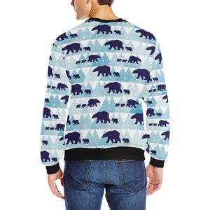 polar bear winter snow pattern Men's Crew Neck Sweatshirt