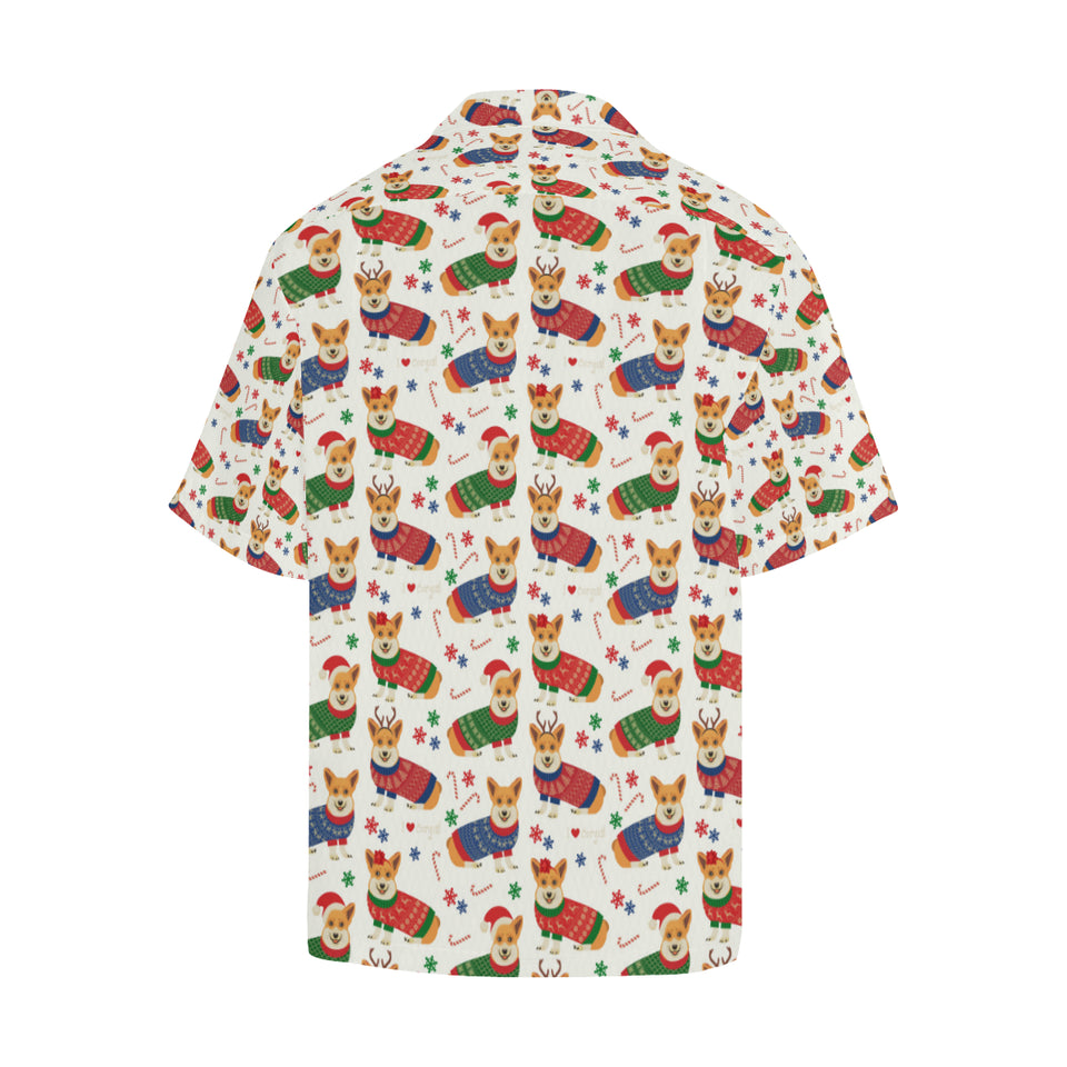 Corgi Christmas Pattern Men's All Over Print Hawaiian Shirt