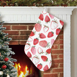watercolor hand drawn beautiful strawberry pattern Christmas Stocking