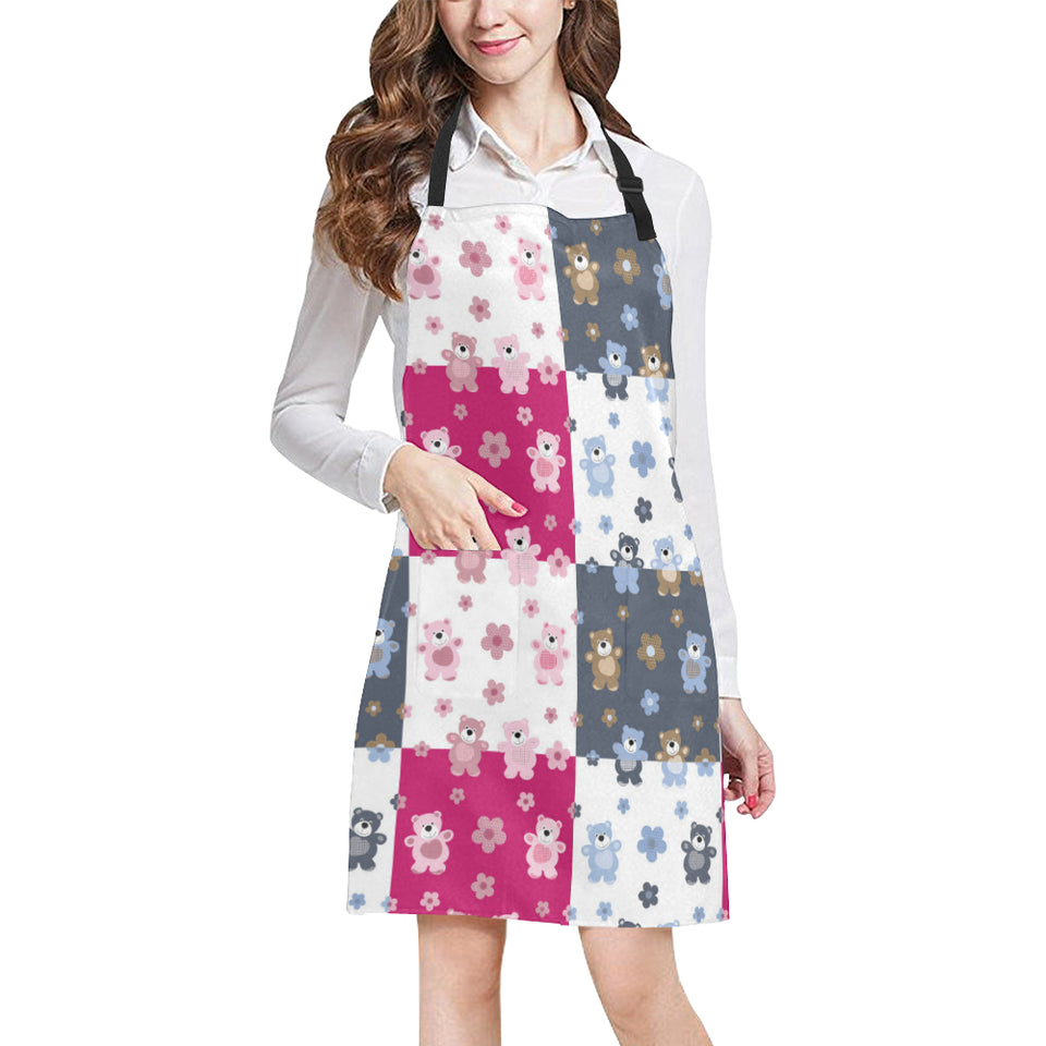 Teddy Bear Pattern Print Design 03 All Over Print Adjustable Apron