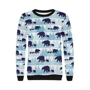 polar bear winter snow pattern Women's Crew Neck Sweatshirt