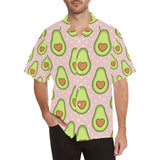 Avocado heart pink background Men's All Over Print Hawaiian Shirt
