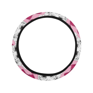 Yorkshire Terrier Pattern Print Design 03 Car Steering Wheel Cover