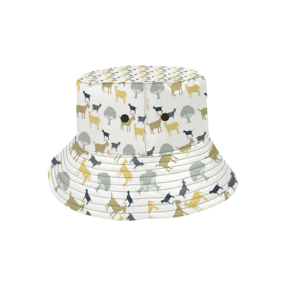 Silhouettes of goat and tree pattern Unisex Bucket Hat