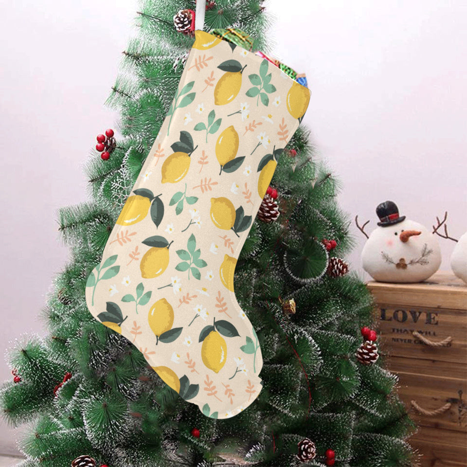 lemon flower leave pattern Christmas Stocking