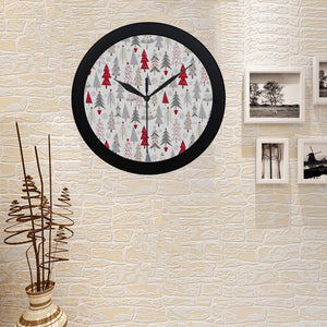 Cute Christmas tree pattern Elegant Black Wall Clock