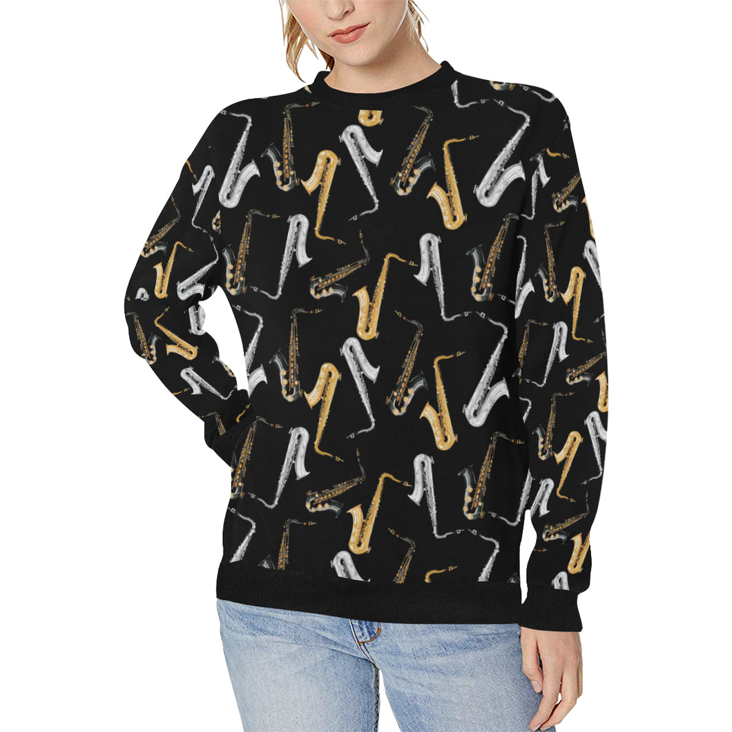 saxophone design pattern Women's Crew Neck Sweatshirt