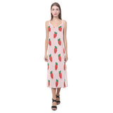 Strawberry beautiful pattern V-Neck Open Fork Long Dress