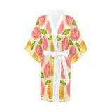 Beautiful guava pattern Women's Short Kimono Robe