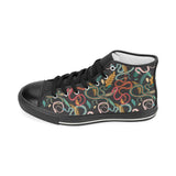 Colorful snake plant pattern Women's High Top Canvas Shoes Black