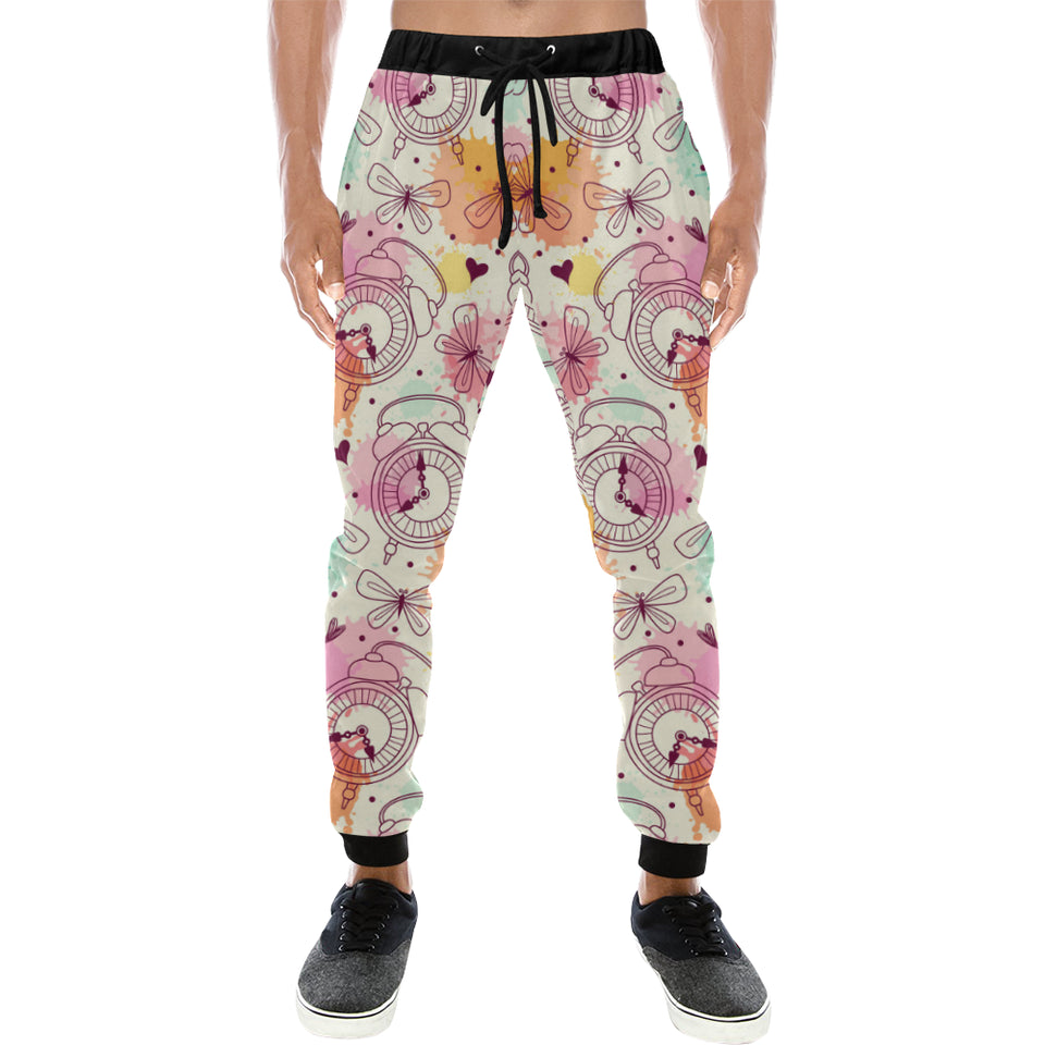 Clock butterfly pattern Unisex Casual Sweatpants
