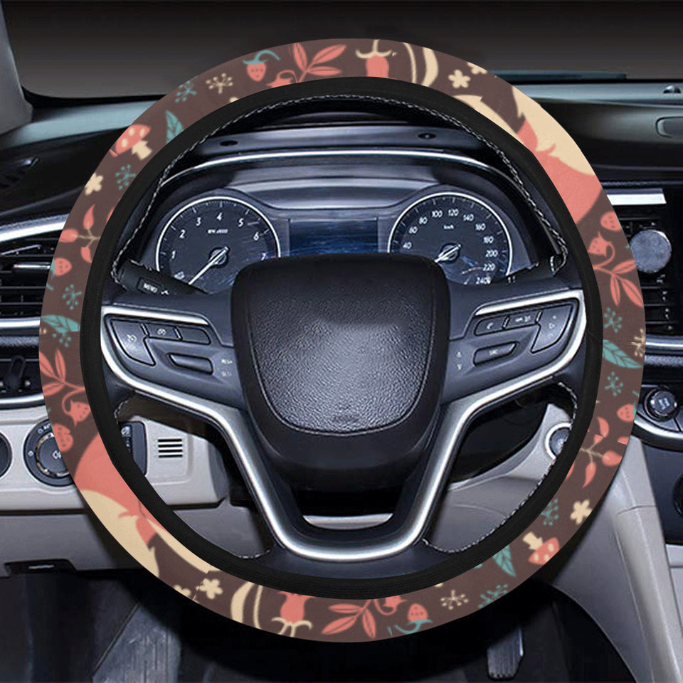 fox leaves mushroom pattern Car Steering Wheel Cover