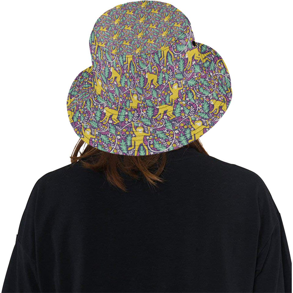 Cute yellow monkey leaves pattern Unisex Bucket Hat