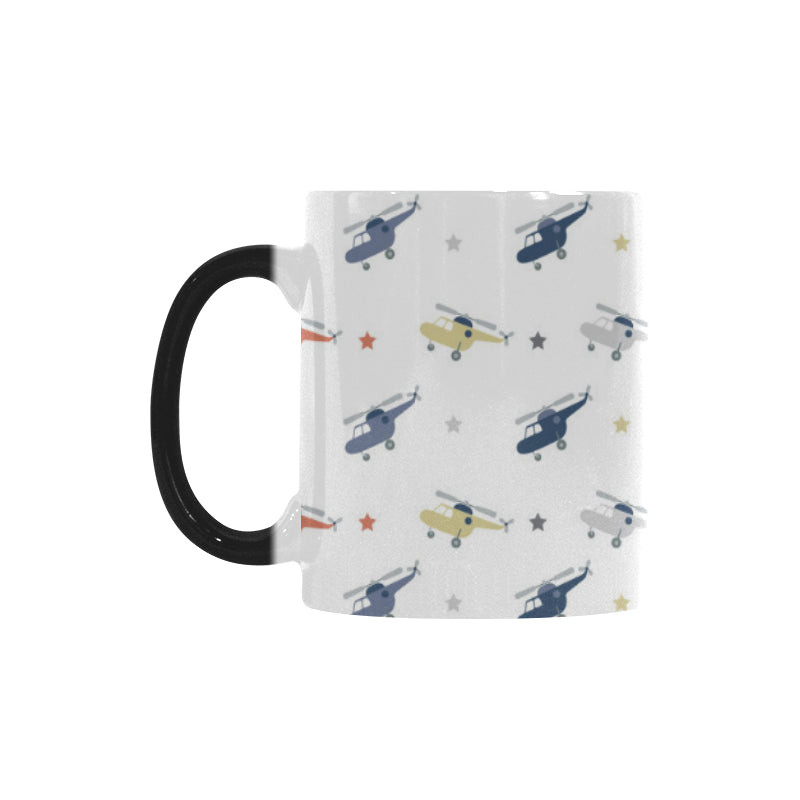 Cute helicopter star pattern Morphing Mug Heat Changing Mug