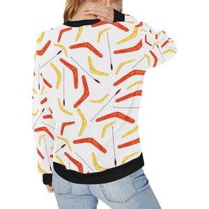 Waterclor boomerang Australian aboriginal ornament Women's Crew Neck Sweatshirt