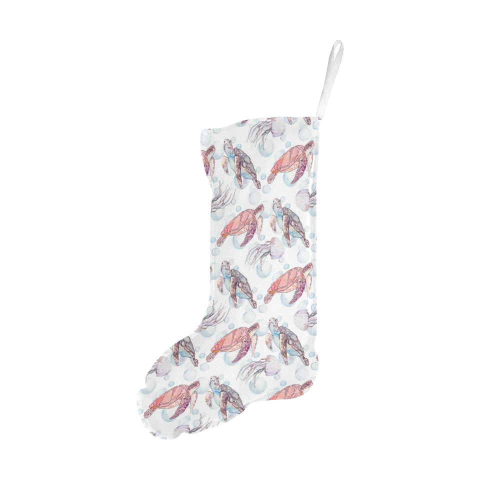 Watercolor sea turtle jellyfish pattern Christmas Stocking