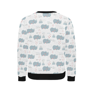 cute rhino heart pattern Men's Crew Neck Sweatshirt