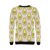 Avocado heart pink background Women's Crew Neck Sweatshirt