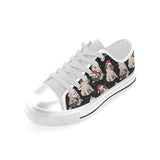 Christmas Pugs Santa_s red cap pattern Men's Low Top Shoes White