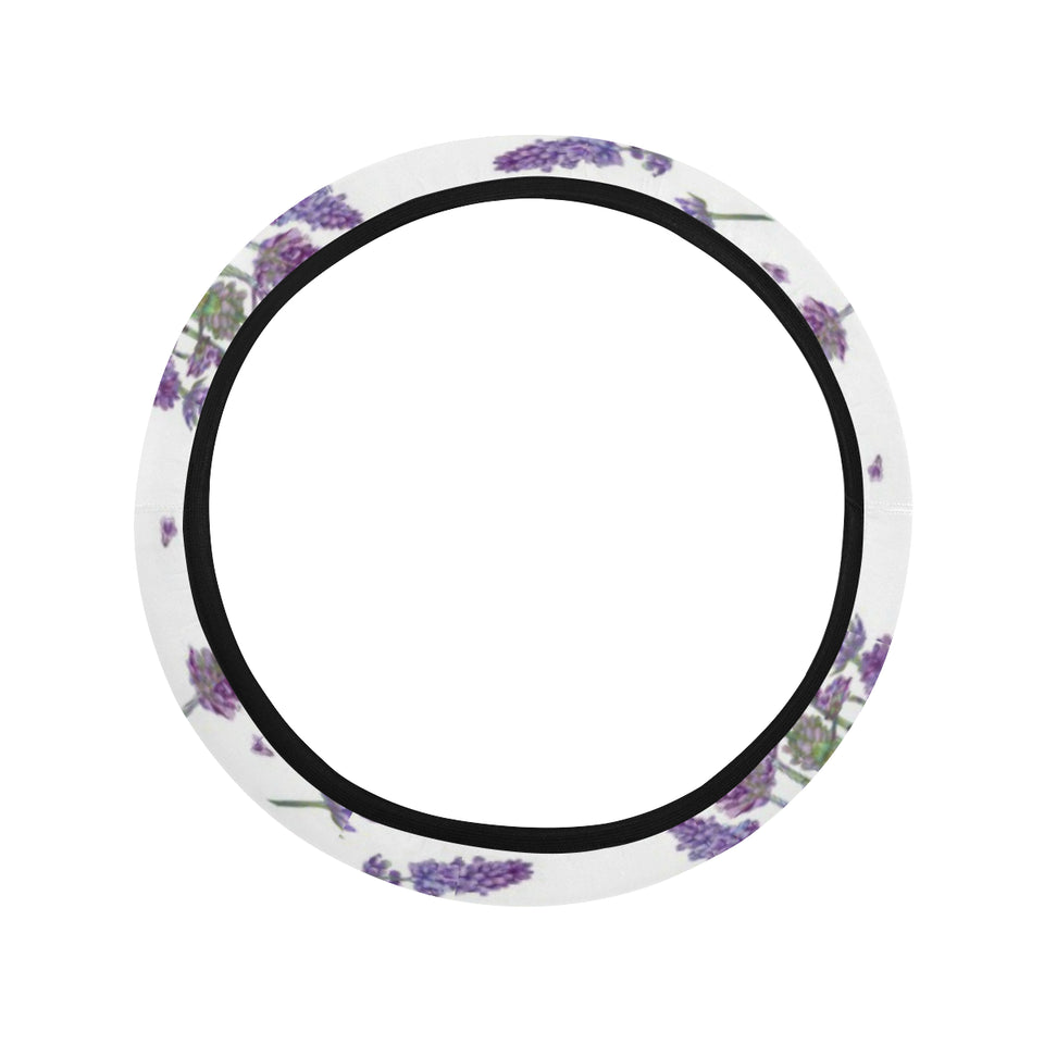 lavender flower design pattern Car Steering Wheel Cover