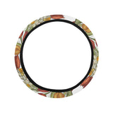 Red tulips and daffodils pattern Car Steering Wheel Cover