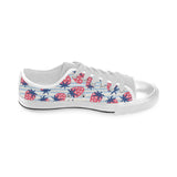 Strawberry pattern blue lines background Men's Low Top Shoes White
