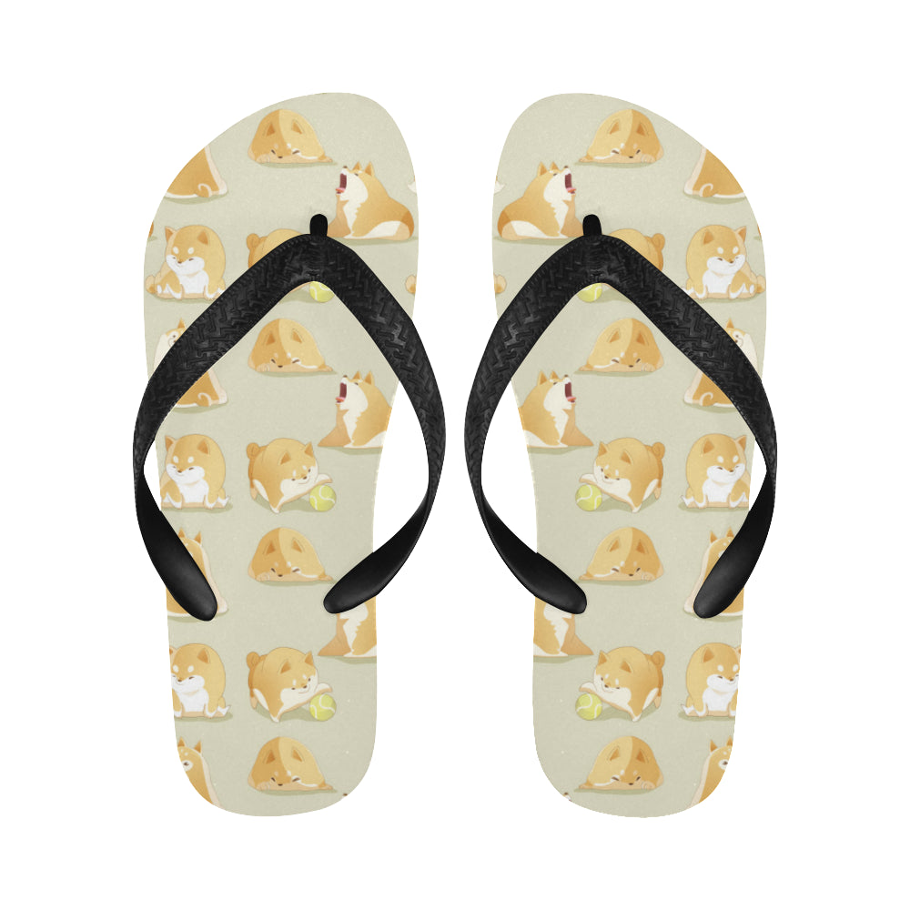 Cute fat shiba inu dog pattern Unisex Flip Flops