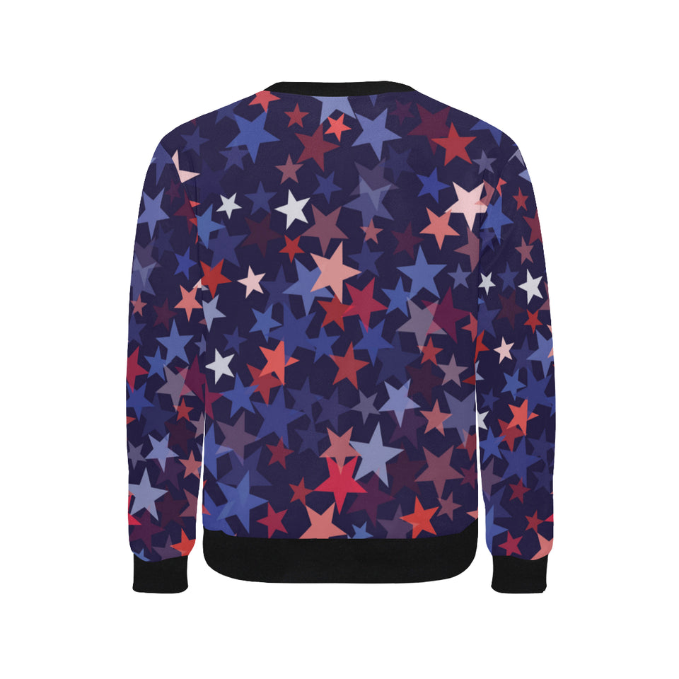 Red blue star pattern Men's Crew Neck Sweatshirt