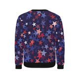 Red blue star pattern Men's Crew Neck Sweatshirt