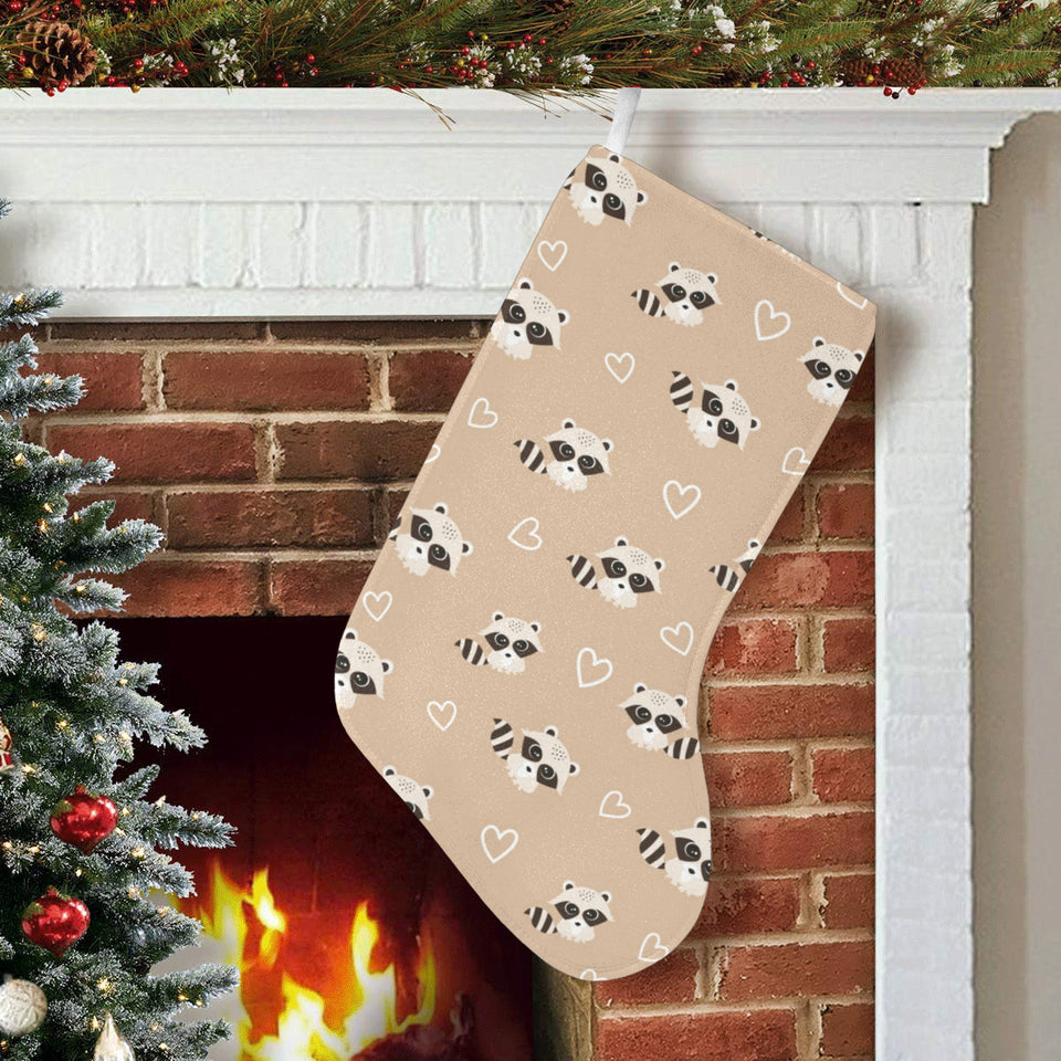 Cute raccoon heart pattern Christmas Stocking