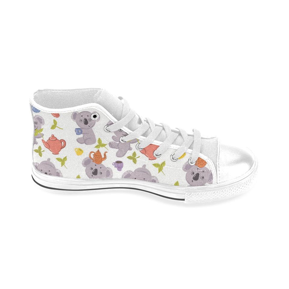 Cute koalas teapots tea Men's High Top Canvas Shoes White