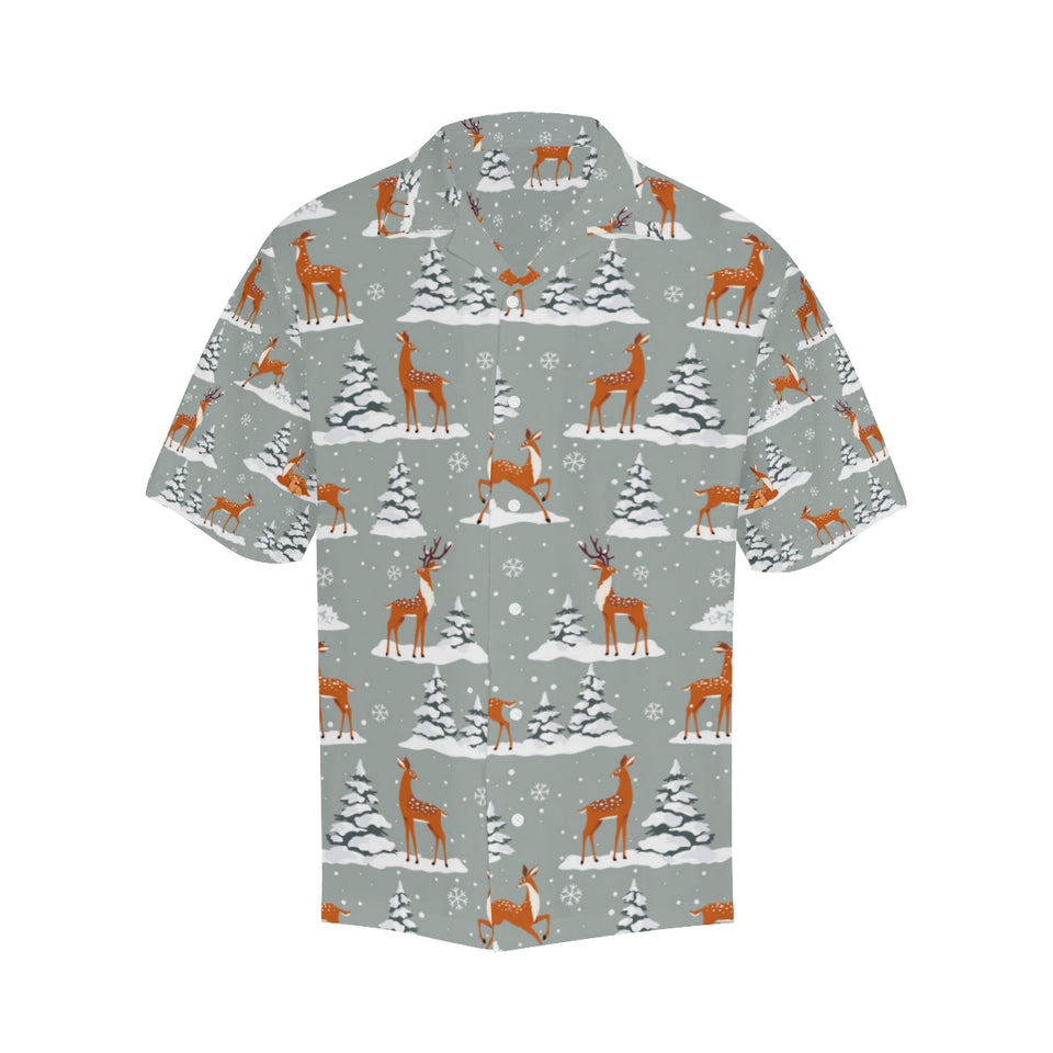 Beautiful deers Winter Christmas Men's All Over Print Hawaiian Shirt