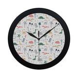 Cute cartoon dinosaurs tree pattern Elegant Black Wall Clock