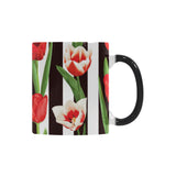 red and white tulips pattern Morphing Mug Heat Changing Mug