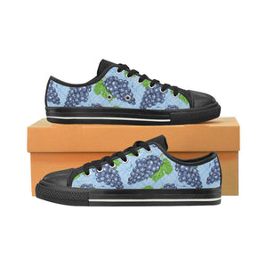 Watercolor grape pattern Kids' Boys' Girls' Low Top Canvas Shoes Black