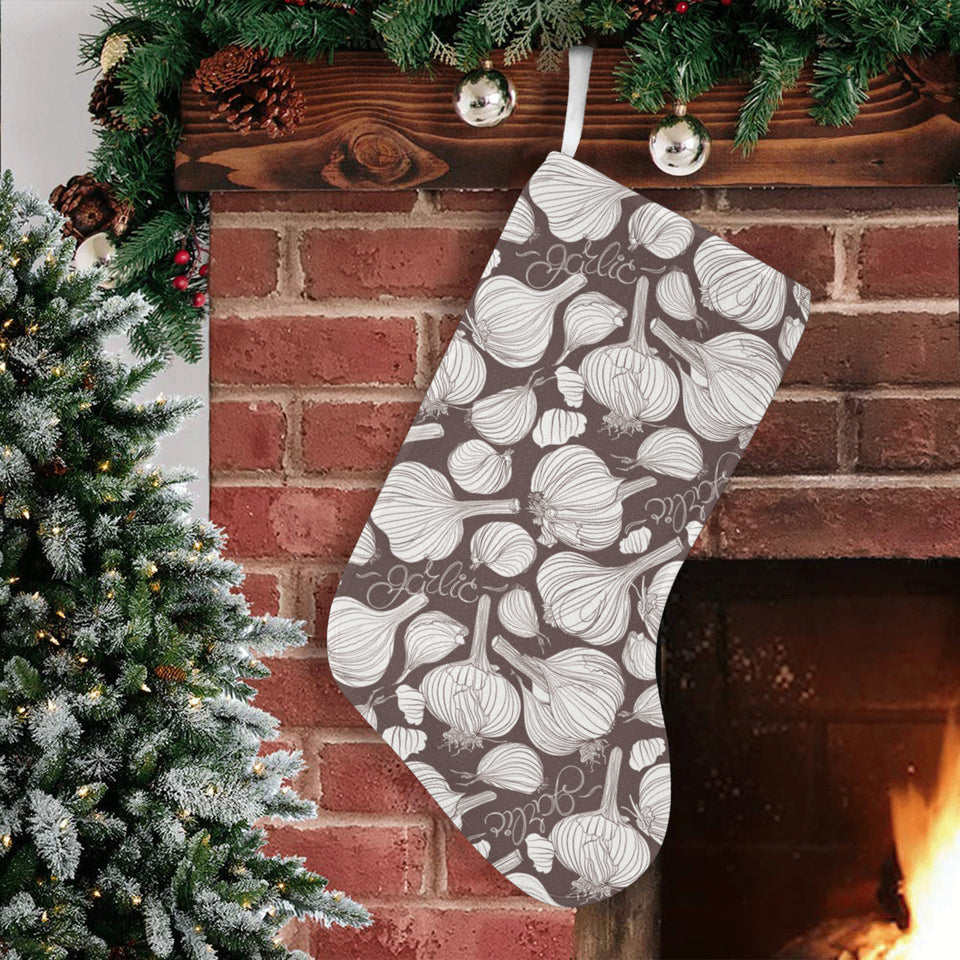 Garlic bulb dark background Christmas Stocking