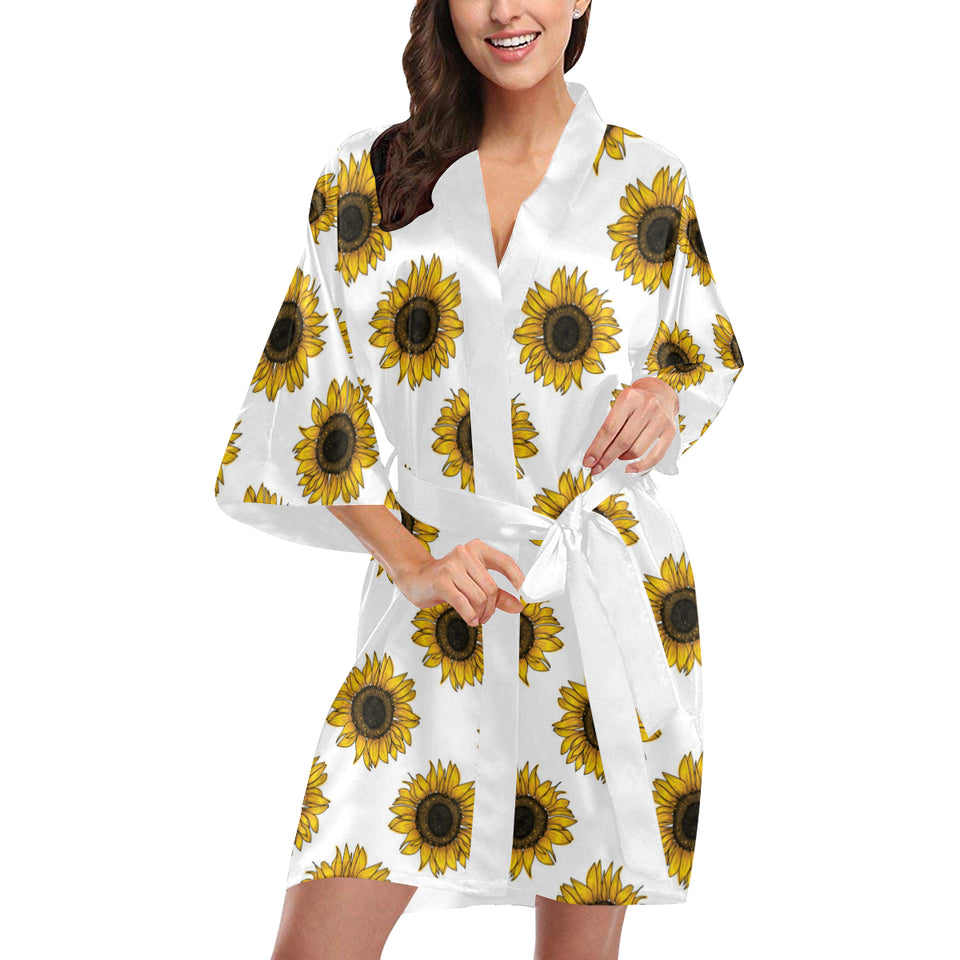 sunflowers design pattern Women's Short Kimono Robe