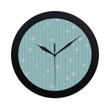 Snowflake pattern blue stripe background Elegant Black Wall Clock
