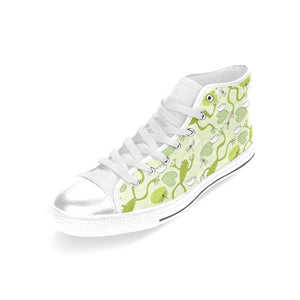 Cute frog dragonfly pattern Women's High Top Canvas Shoes White