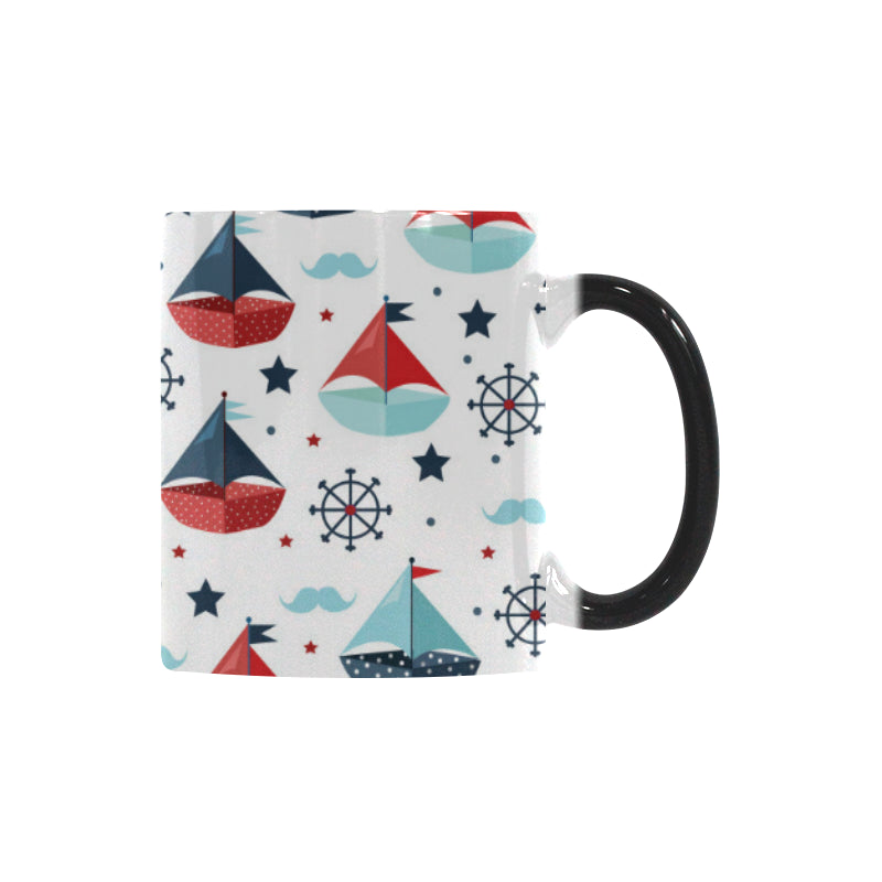Cute color paper sailboat pattern Morphing Mug Heat Changing Mug