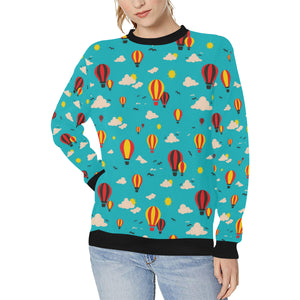 Hot Air Balloon Sky Pattern Women's Crew Neck Sweatshirt