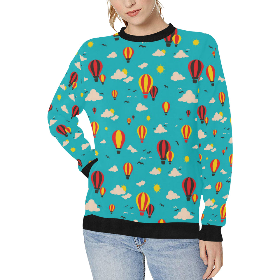 Hot Air Balloon Sky Pattern Women's Crew Neck Sweatshirt