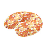 Orange yellow orchid flower pattern background U-Shaped Travel Neck Pillow