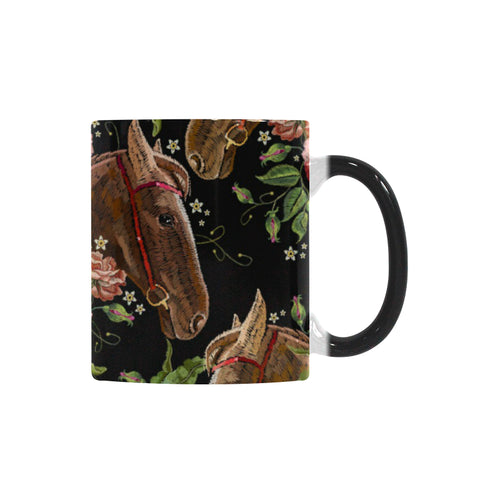 Horse head wild roses pattern Morphing Mug Heat Changing Mug