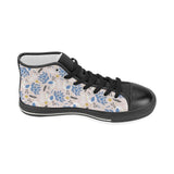 Cute peacock pattern Women's High Top Canvas Shoes Black